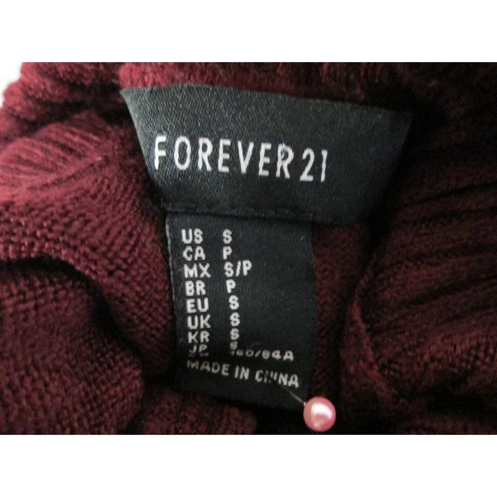 Forever 21 Sweater Dress Burgundy Turtleneck Long Sleeve Acrylic S (RK81) - Picture 5 of 10